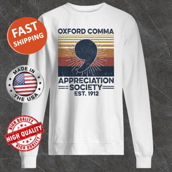 Oxford Comma Appreciation Society Est 1912 Vintage Retro Sweater