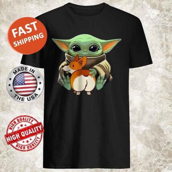 Baby Yoda Hug Corgi Shirt