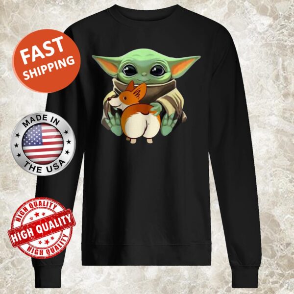 Baby Yoda Hug Corgi Sweater