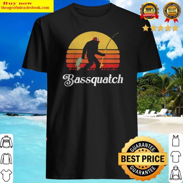 Bigfoot Fishing Bassquatch Sunset Shirt