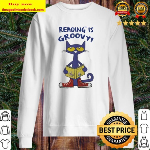 Cat reading is groovy Sweater