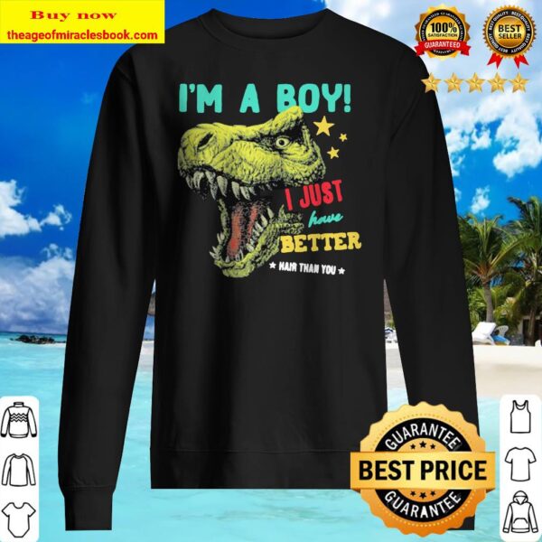Dinosaur I’m a boy i just have better hair than you stars Sweater