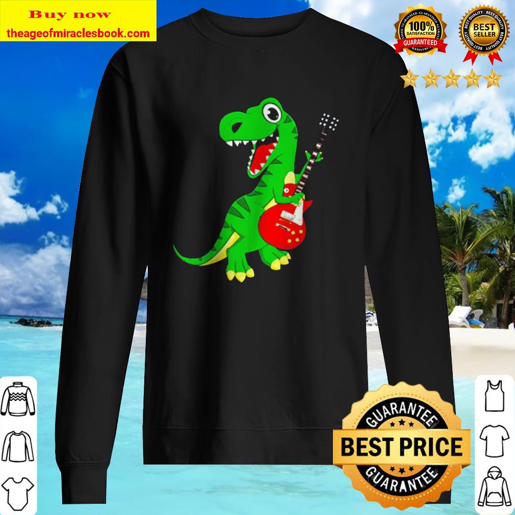Dinosaur playing guitar cartoon Sweater