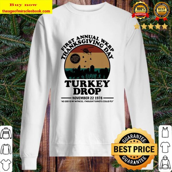 First Annual Wkrp Thanksgiving Day Turkey Drop November 22 1978 Vintage Retro Sweater
