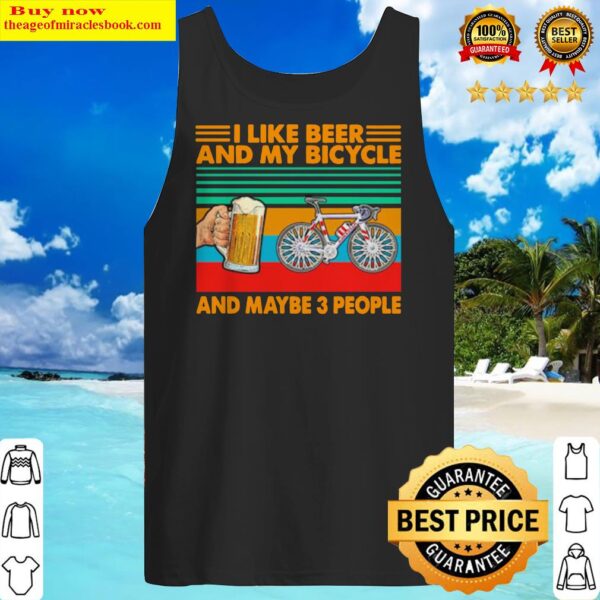 I like beer and my bicycle and maybe 3 people vintage vetro Tank Top