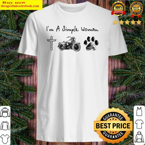 I’m A Simple Woman Jesus Motorcycle Dog Paw Shirt