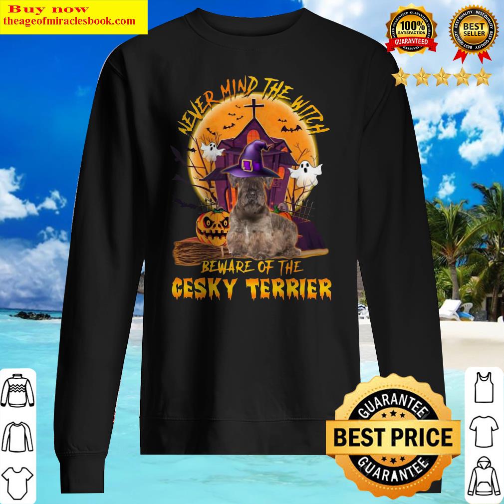 Never Mind The Witch Beware Of The Cesky Terrier Halloween Moon Sweater