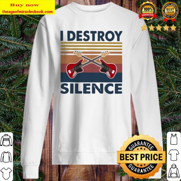 Official Bass Guitar I Destroy Silence Vintage Retro Sweater