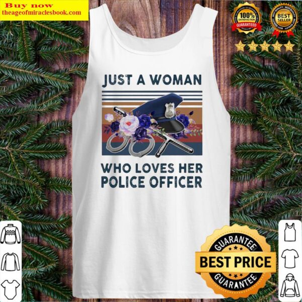 Official Just A Woman Who Loves Her Police Officer Vintage Retro Tank Top