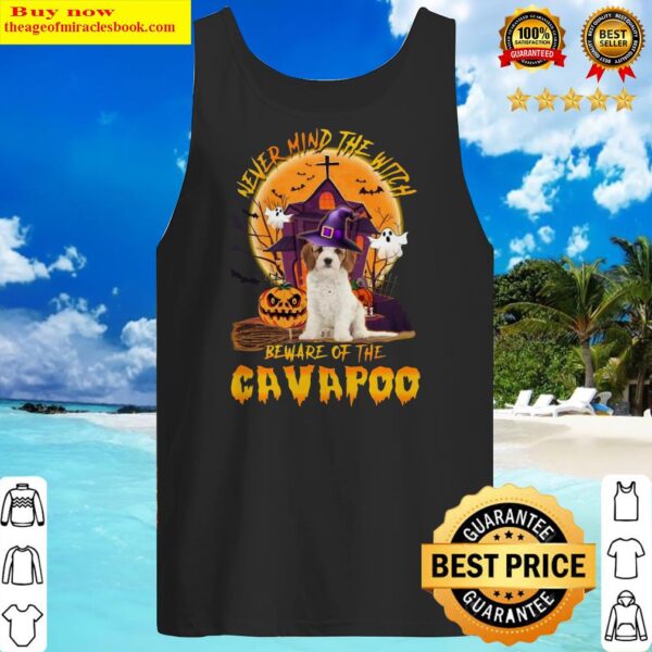 Official Never Mind The Witch Beware Of The Cavapoo Halloween Moon Tank Top