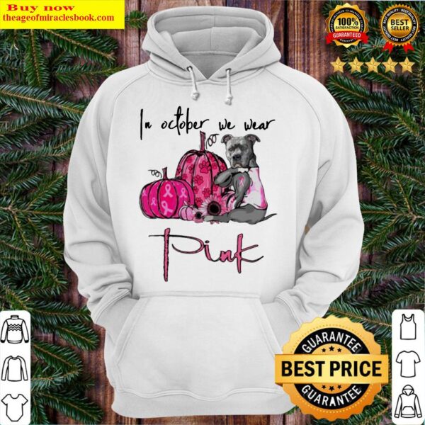 Pitbull tattoo in october we wear pink breast cancer halloween Hoodie
