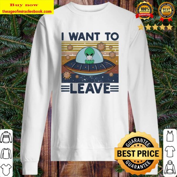 UFO I Want To Leave Alien Mask Vintage retro Sweater