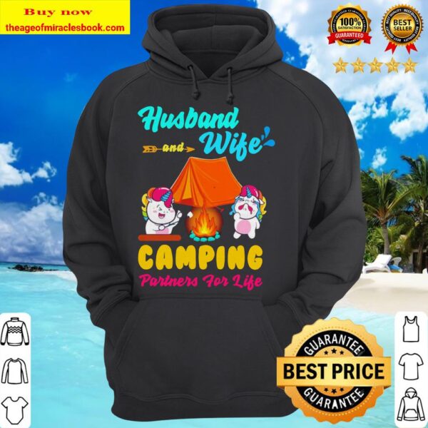 Unicorn husband and wife camping partners for life hoodie
