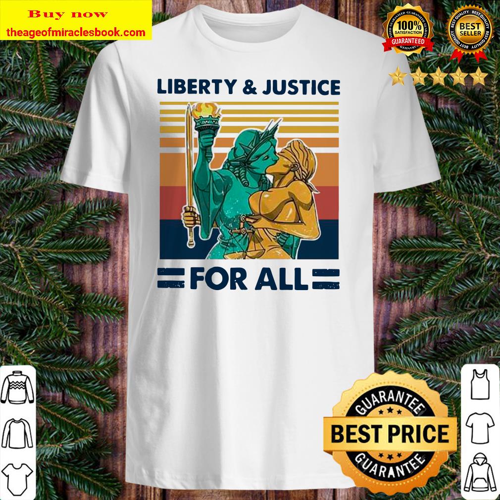 Vintage Retro Liberty And Justice For All LGBT Pride Shirt