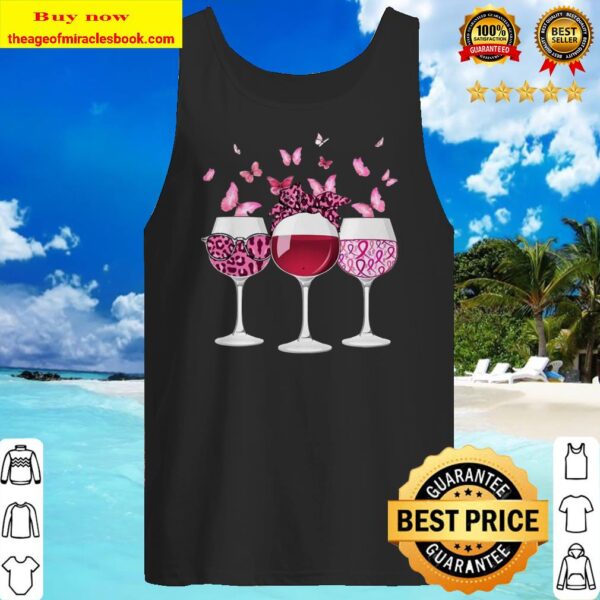 Wine Glasses Butterflies Breast cancer Tank top