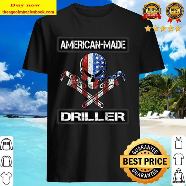 American Made Driller Skull Wrenches American Flag Grunge Shirt