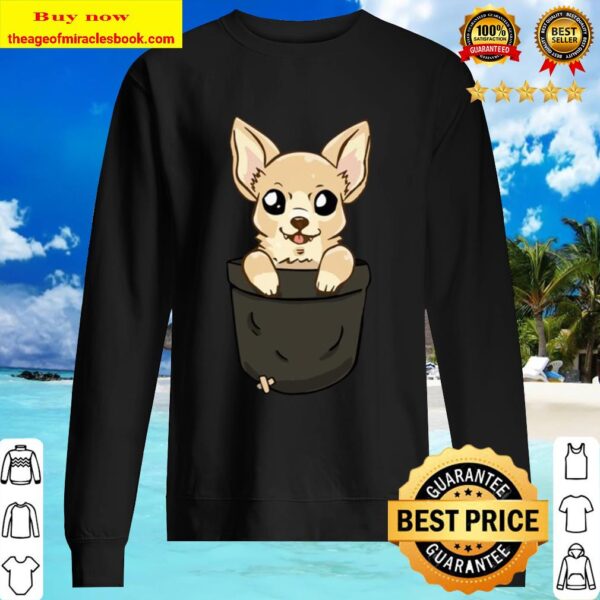Big Eye Chihuahua Puppy inside Pocket I Love CHIHUAHUA Sweater