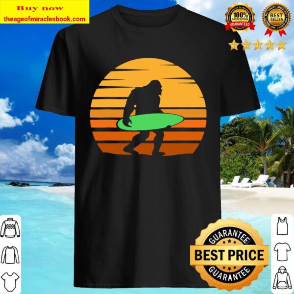 Bigfoot Sasquatch Surfing Surfboard Surfer Retro Shirt