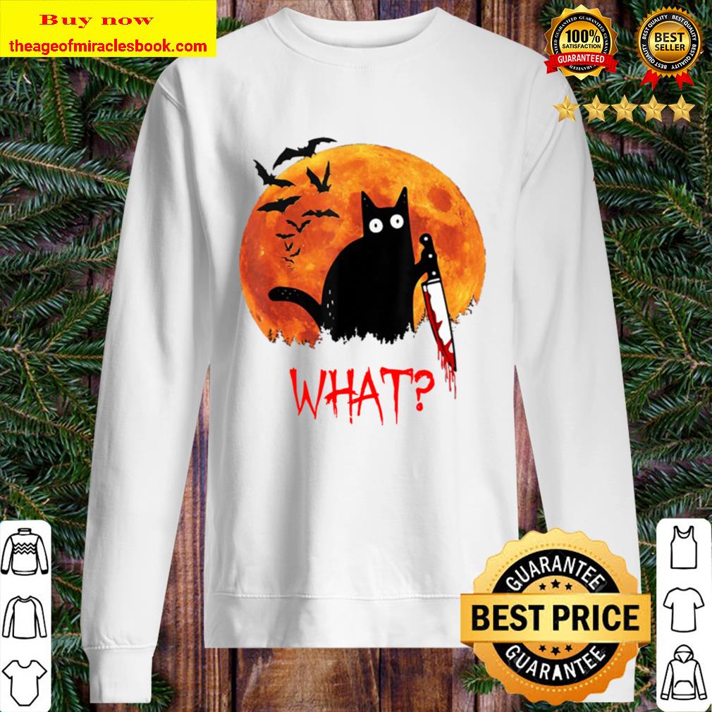 Cat What Funny Black Cat Murderous Cat With Knife Sweater