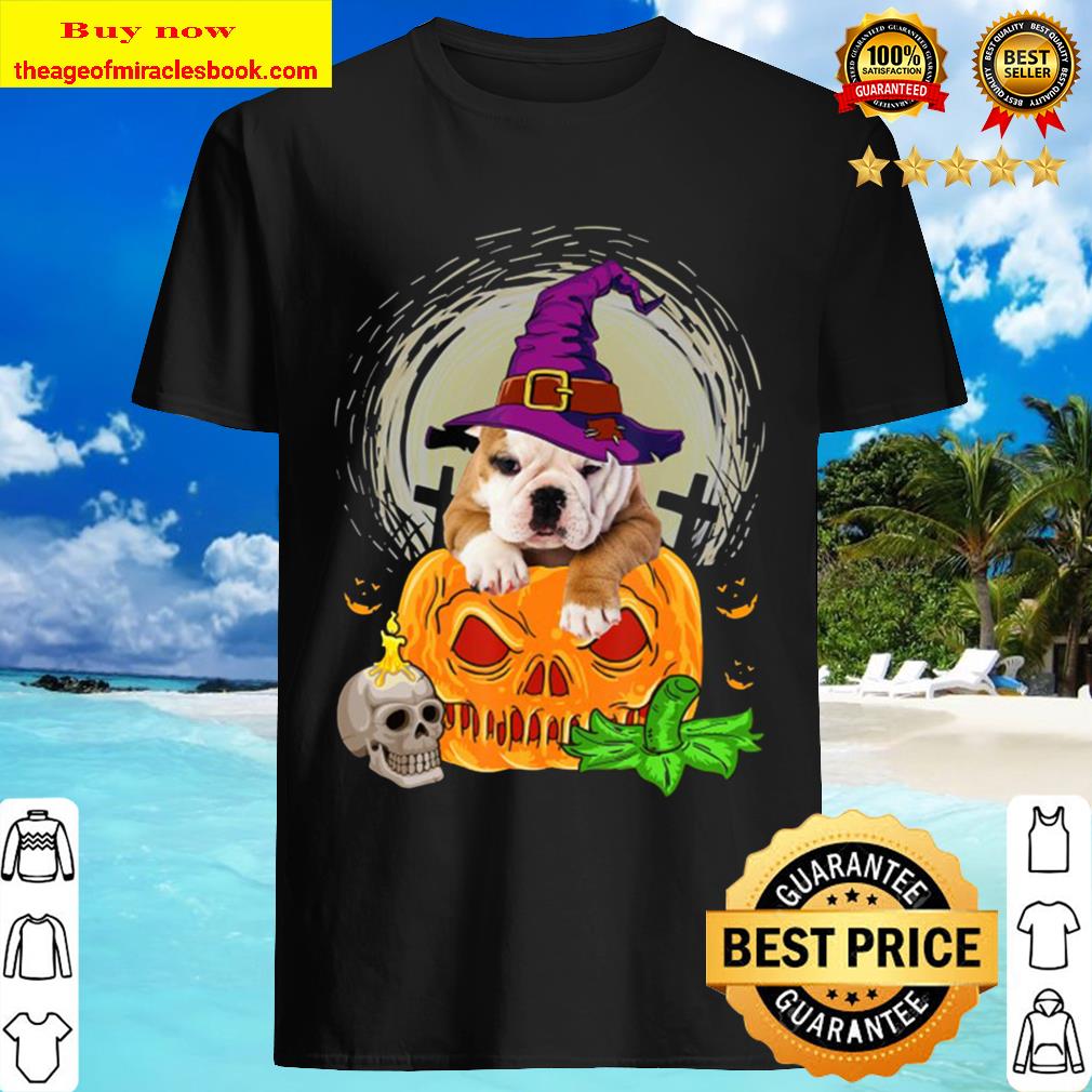 Cute English Bulldog Witch Pumpkin Halloween Dog Lover shirt