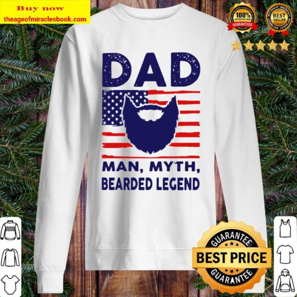 Dad man myth bearded legend American flag Sweater