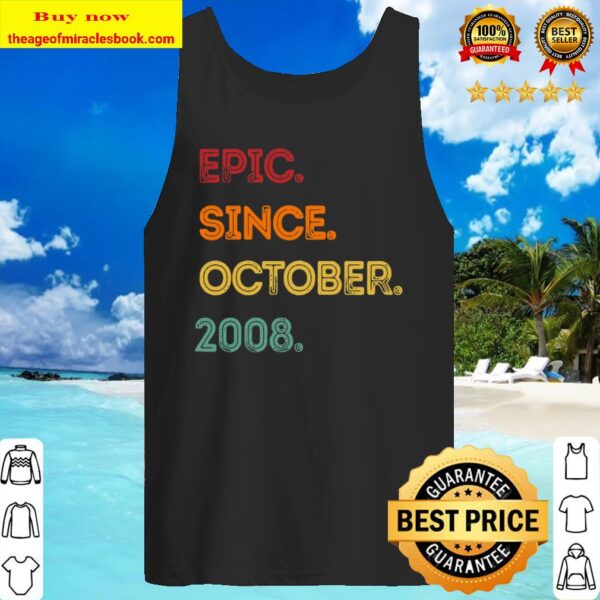 Fun Epic Since October 2008 12Th Birthday Gift 12 Year Old Tank Top