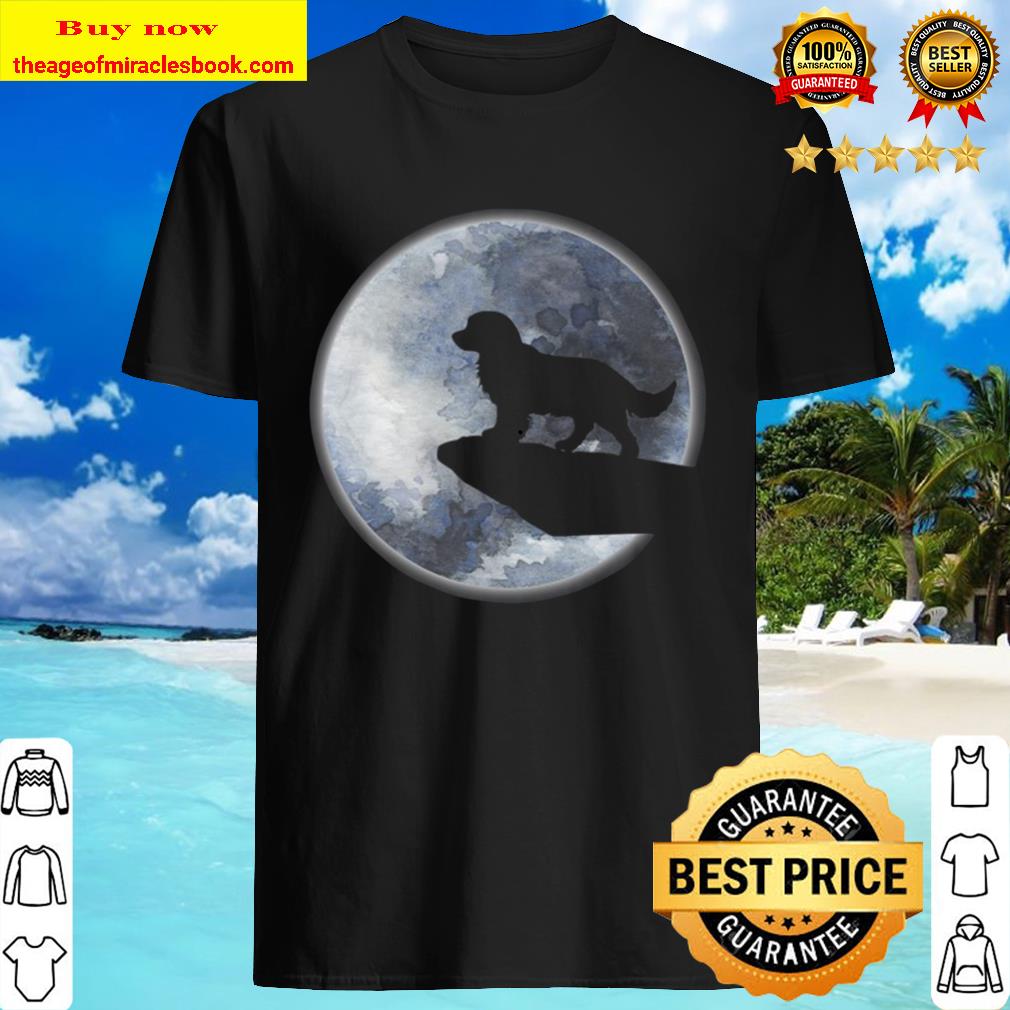 Funny Golden Retriever Puppy Dog Silhouette And Moon Shirt