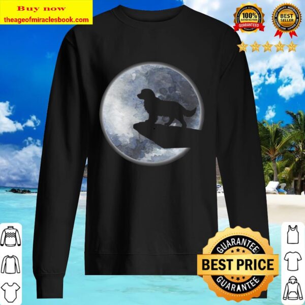 Funny Golden Retriever Puppy Dog Silhouette And Moon Sweater