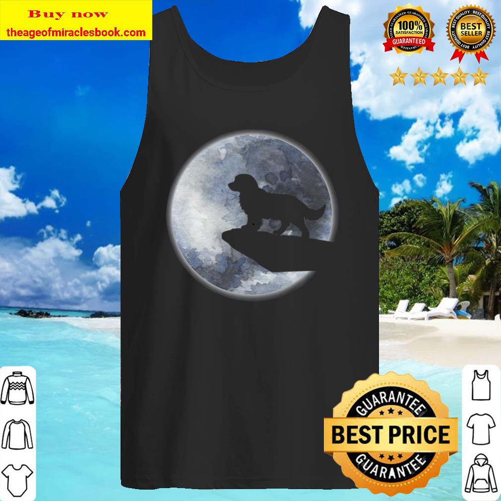 Funny Golden Retriever Puppy Dog Silhouette And Moon Tank Top