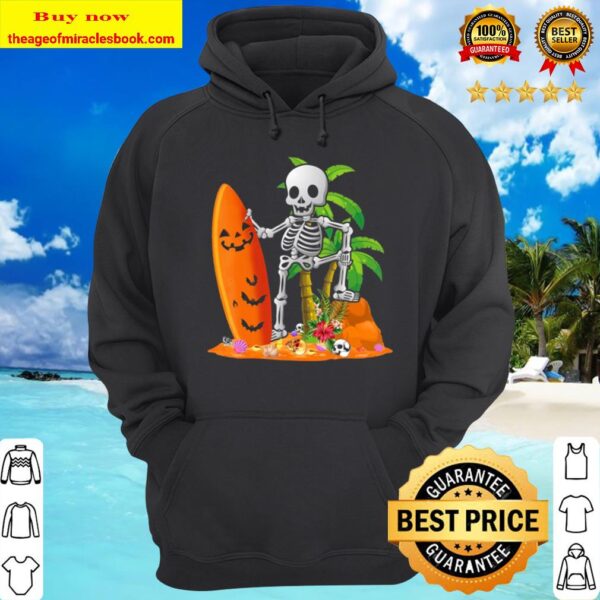 Funny Skeleton Surfing Surfboard Hawaiian Halloween Hoodie