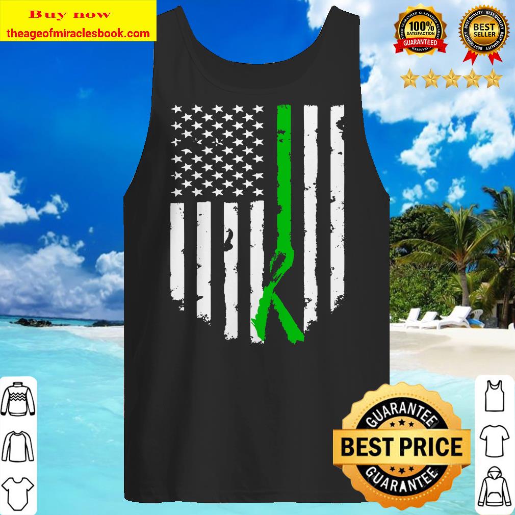 Gastroparesis Awareness T-Shirt American Flag Green Ribbon Tank top