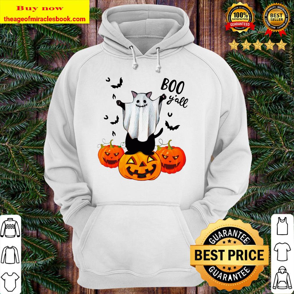 Ghost Black Cat Boo Y’all Pumpkin Halloween Hoodie