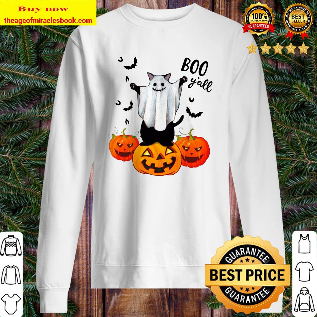 Ghost Black Cat Boo Y’all Pumpkin Halloween Sweater