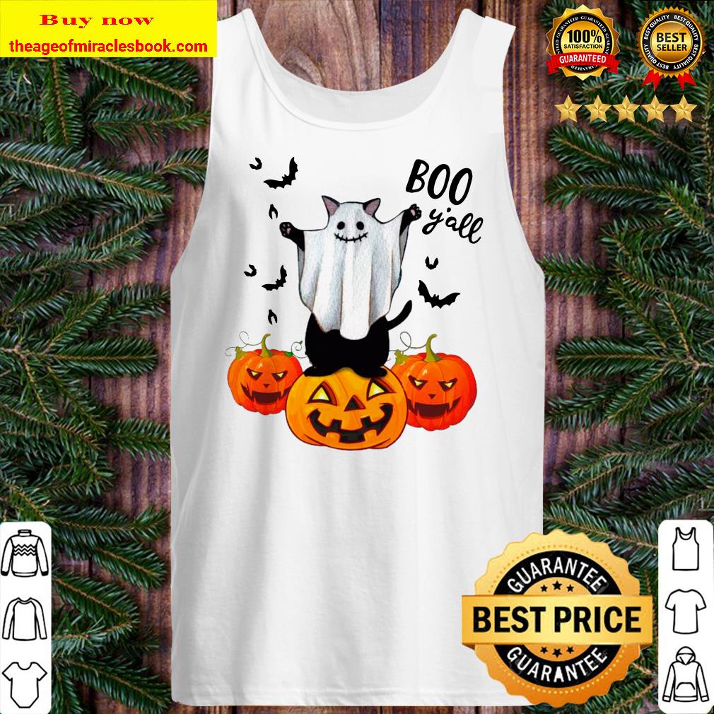 Ghost Black Cat Boo Y’all Pumpkin Halloween Tank top