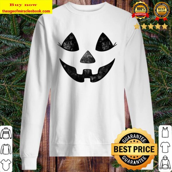 Halloween Orange Black Women’S Eyelashes Jack-O-Lantern Premium Sweater