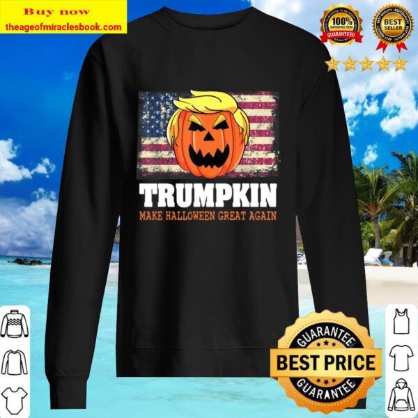 Halloween Trumpkin Vintage Us Flag Funny Trump Sweater