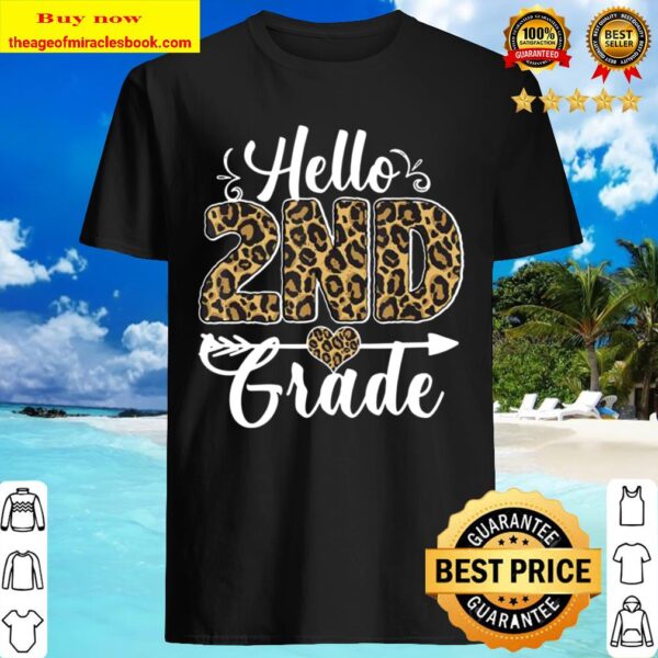 Hello 2nd Grade Leopard Print Second Grade Teacher Gift Kids Shirt