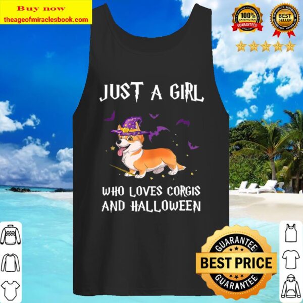 Just A Girl Who Loves Corgi Dog And Halloween Witch Tank Top