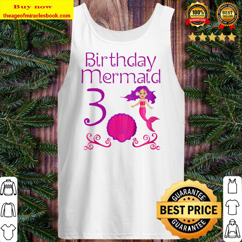 Kids 3rd Mermaid Birthday for 3 Year Old Girls Tank top
