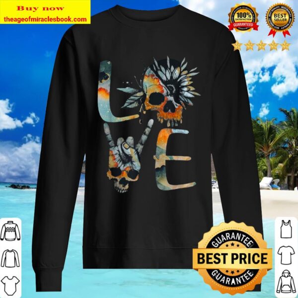 Love Skull Sunflower Earth Galaxy Hippie Skull Map Lover Sweater