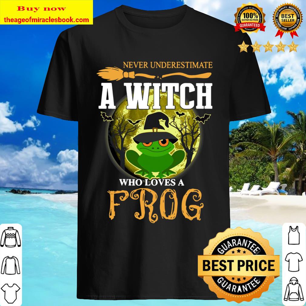 Never underestimate a Witch who loves Frog and Moon Halloween Shirt
