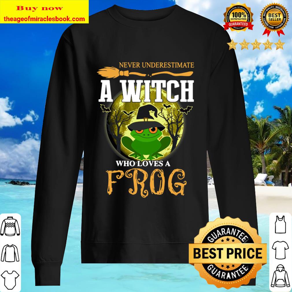 Never underestimate a Witch who loves Frog and Moon Halloween Sweater