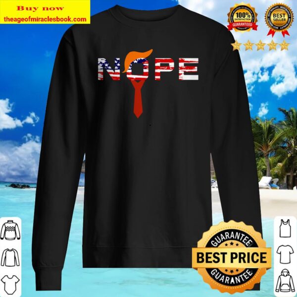 Nope Red Tie Trump Wig Funny Political Anti-Trump Gift Sweater