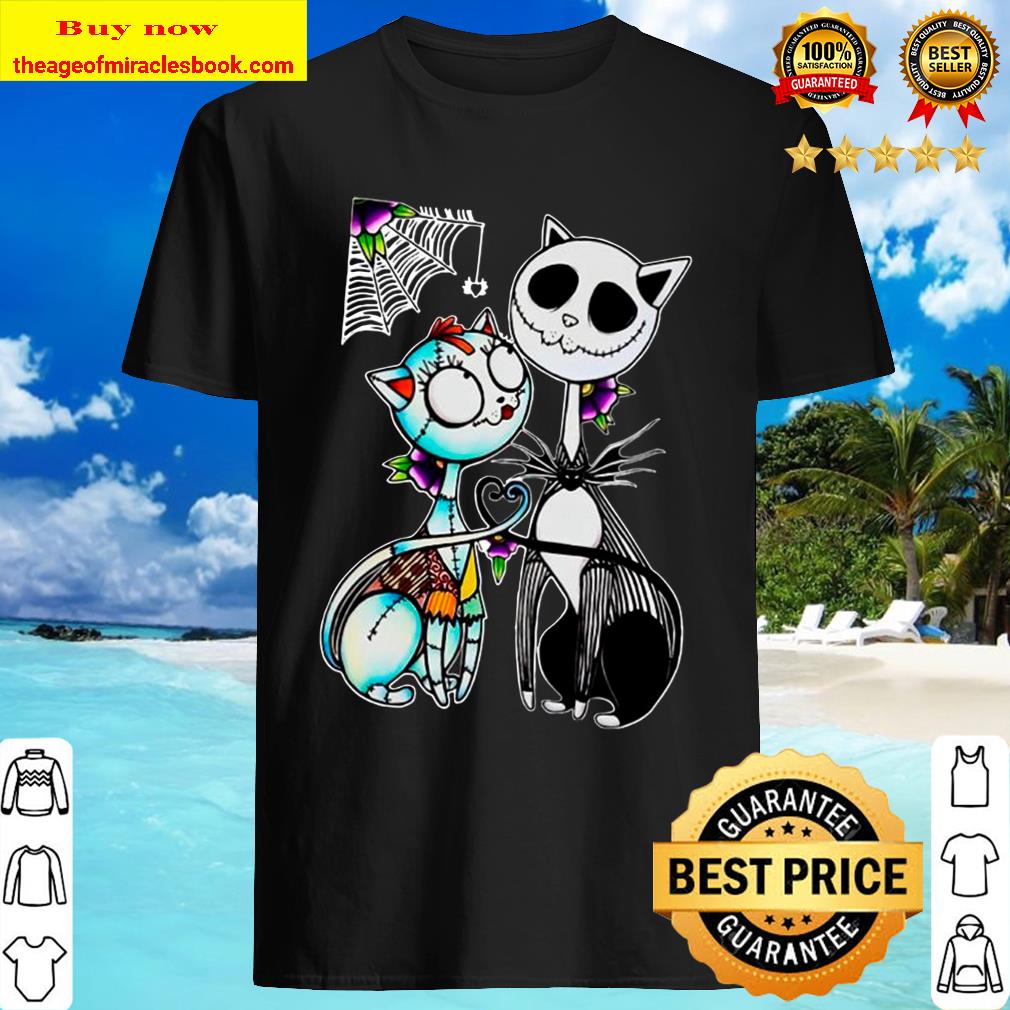 Official Jack Skellington and Sally cat Halloween Shirt