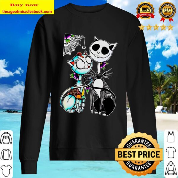 Official Jack Skellington and Sally cat Halloween Sweater