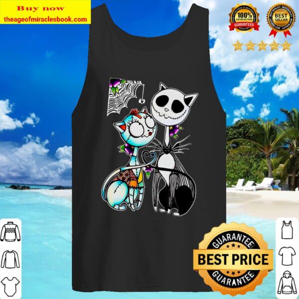 Official Jack Skellington and Sally cat Halloween Tank Top