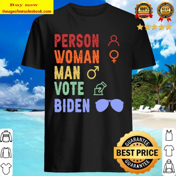 Person Woman Man Vote Biden Vintage Retro Style Shirt