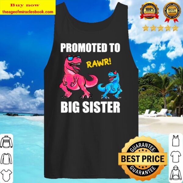Promoted To Big Sister 2021 Outfit Dinosaur Women Girl Tank Top
