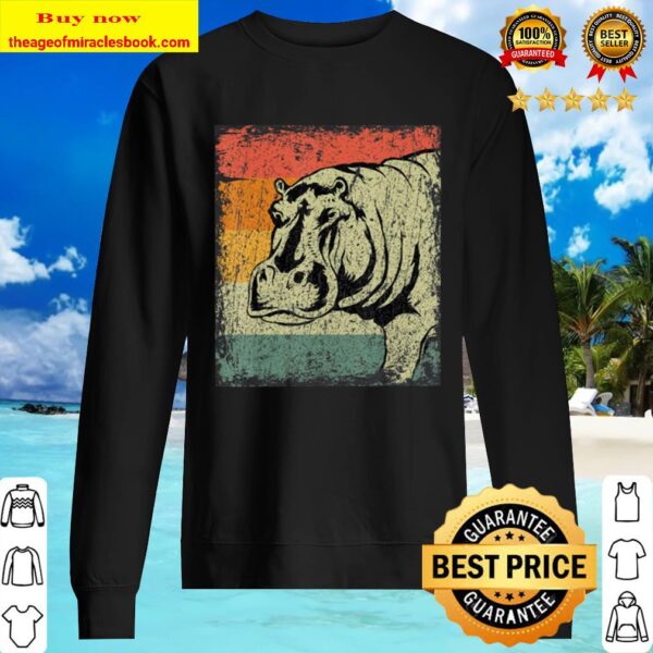 Retro Hippopotamus Gift Vintage Hippo Sweater