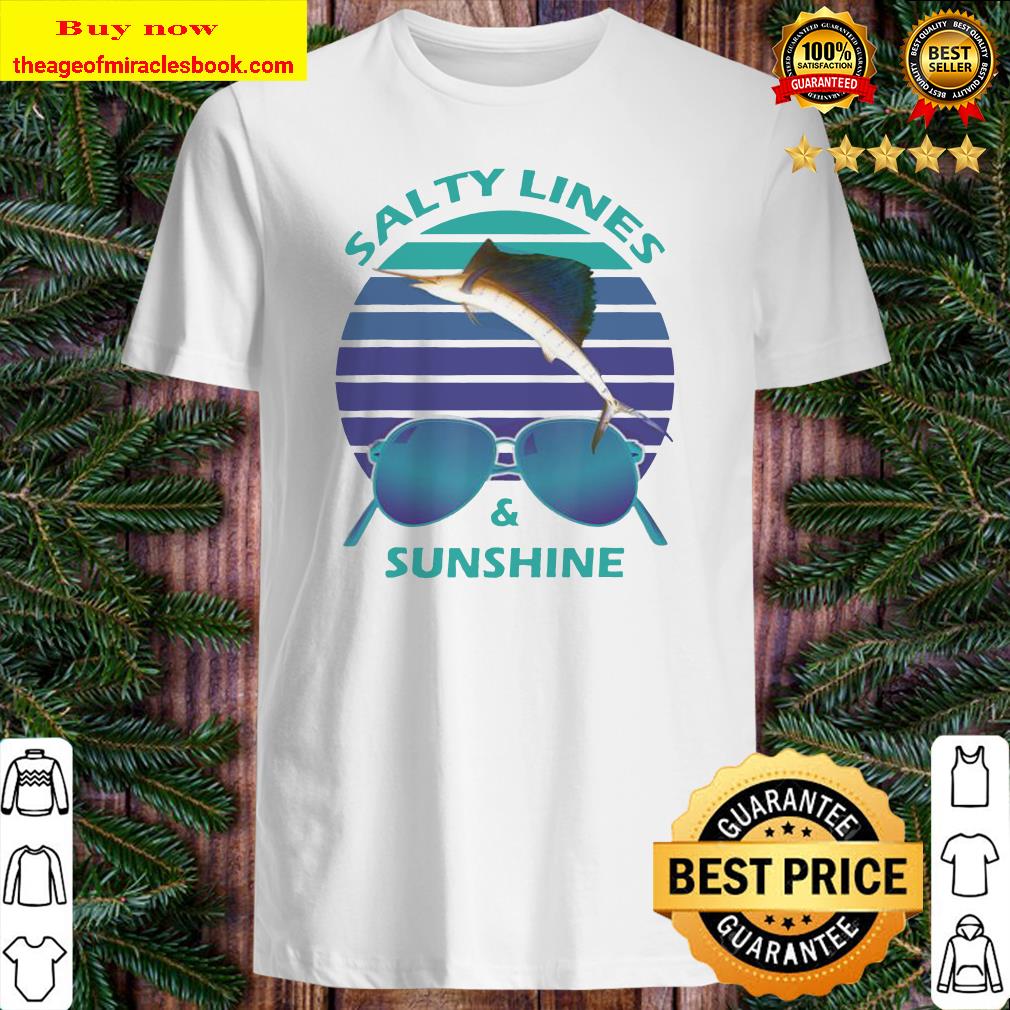 Salty Lines & Sunshine Retro Sunset with Marlin T-Shirt